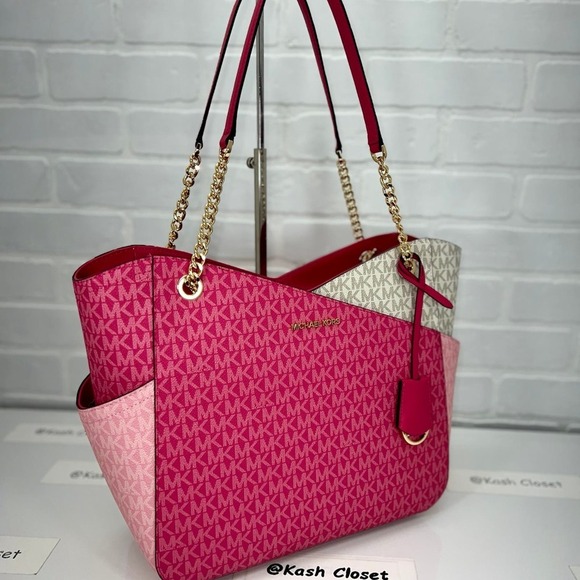 Michael Kors Shoulder Bag Xchain Jet Set LG Color-Block Logo Tote Electr… - Picture 2 of 11